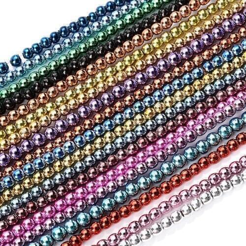 2mm Tiny Natural Stone Beads Plating Hematite Round Loose Spacer Bead for Jewelry Making DIY Bracelet Necklace Accessories