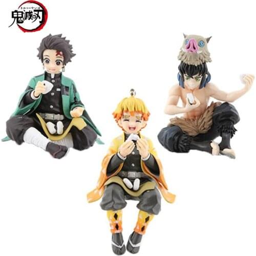 Anime Figure Demon Slayer Kamado Tanjirou Nezuko Hashibira Inosuke Action Figurine Rice Ball Figma Sitting Toys Juguetes Toys