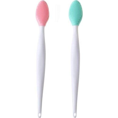Lip Brush Tool, Double-Sided Silicone Exfoliating Lip Brush (2 Pieces) in Random Colors