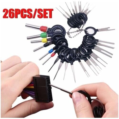 26pcs Terminal Removal Tool Car Electrical Wiring Crimp Connector Pin Extractor Car Terminal Removal Tools Pin Extractor