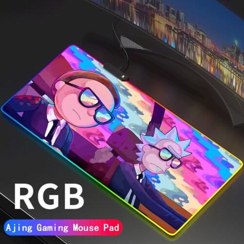 Anime Rick RGB Mouse Pad Computer LED Gaming Mouse Pad Gamer Large Mause Pad USB For Keyboard Mice PC Desk Ma