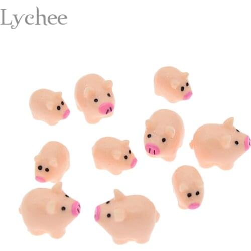 Lychee Life 10pcs Kawaii Resin Pig Micro Landscaping Miniatures Lovely Mini Figurines DIY Dollhouse Home Decoration Crafts