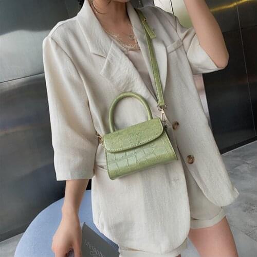 Retro Small Ladies Shoulder Bags Crossbody Bags for Women 2021 Solid Color Crocodile Pattern Handbags Quality Pu Leather