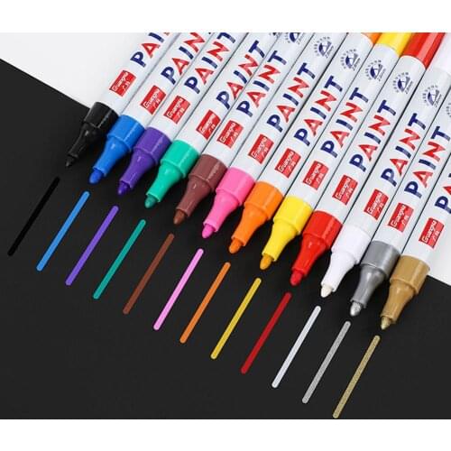 12 Colors Paint Marker Waterproof Permanent Paint Pen Fade-proof Universal Car Tyre Tire Tread CD Metal Marker Graffti Oily
