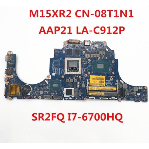 Free shipping For 15 R2 Laptop Motherboard CN-08T1N1 08T1N1 8T1N1 AAP21 LA-C912P With SR2FQ I7-6700HQ GTX 965M working well