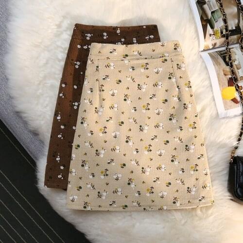 Floral Mini Korean Fashion Style Autumn Summer Skirts For Vintage Kawaii WomenS 2021 Clothes High-Waisted Skirt Harajuku