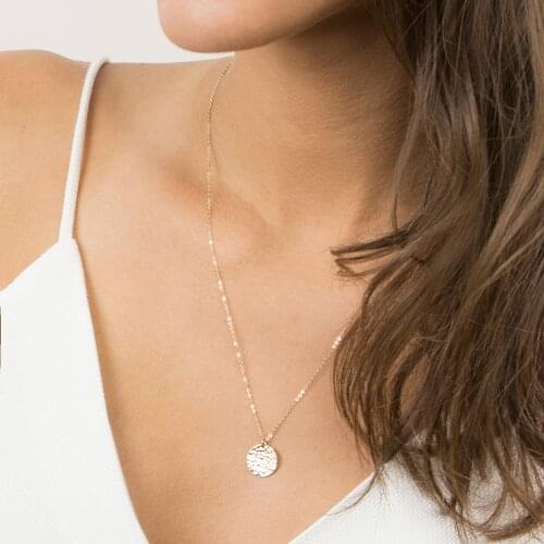 Hammered Coins Necklace Handmade Disk Choker Gold Filled Pendants Best Friend Collier Femme Kolye Collares Jewelry Boho Necklce