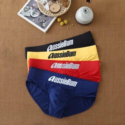 Mens briefs milk silk low waist elastic bag close-fitting comfort aussiebumT