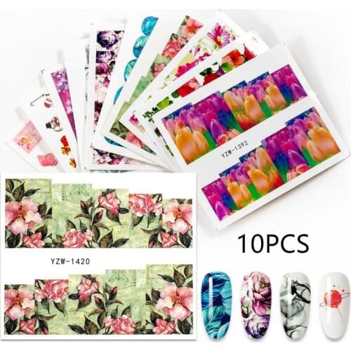 Flower Design Set Nail Art Stickers Water Transfer Decals Sliders Design Tattoo Accessories Manicure