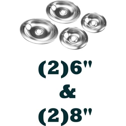 Stove Drip Pans Replacement Set For GE-Hotpoint, Two 6",Two 8"