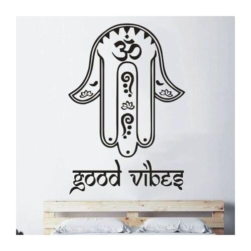 Hamsa Wall Decals Fatima Hand Good Vibes Wall Decals Home Living Room Decoration Yoga Style Removable Vinyl Wall Stickers AY918