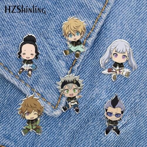 2021 New Black Clover Acrylic Lapel Pin Asta and Yuno Epoxy Butterfly Clasp Pin Handmade Butterfly Brooch