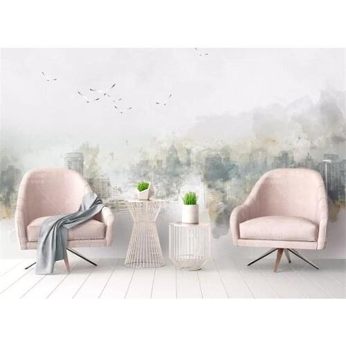 Beibehang Custom Wallpaper Hand drawn watercolor city landscape bird Modern Art Wall Painting Living Room Bedroom 3d Wallpaper