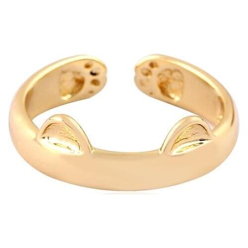 Wholesale 10pc/lot Cute Cat Ear And Paw Ring Adjustable Size Fit For Lucky Women Mens Anillos Mujer