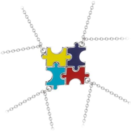 4pcs/set Four-petal splice printing 4 colors Geometric Alloys Pendant Necklace for the Gift of Lover Friendship