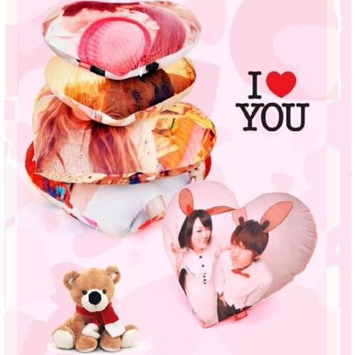 New Photo DIY heart shaped Cushion Plush Toys Dolls cotton filling Pillow Sofa Car DecorCreative Birthday Valentines Day gifts