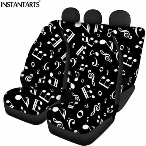 INSTANTARTS Anti-Slip Car Seat Covers Musical Note Pattern Front&Rear Vehicle Seat Cushion Car Interior Protector Seat Covers