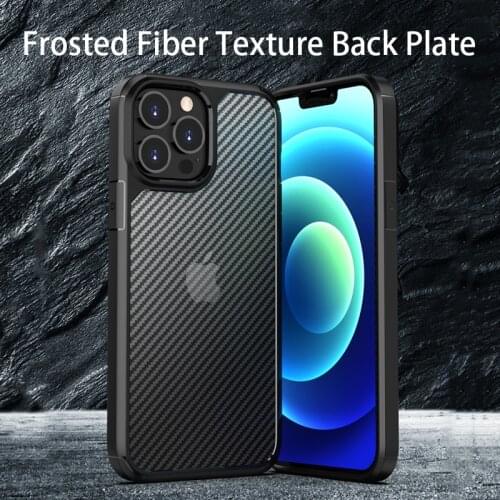 Luxury Shockproof Lens Protection Transparent Carbon Fiber Phone Case For iPhone 13 12 Pro Max Mini 11 XR Back Cover Funda Capa