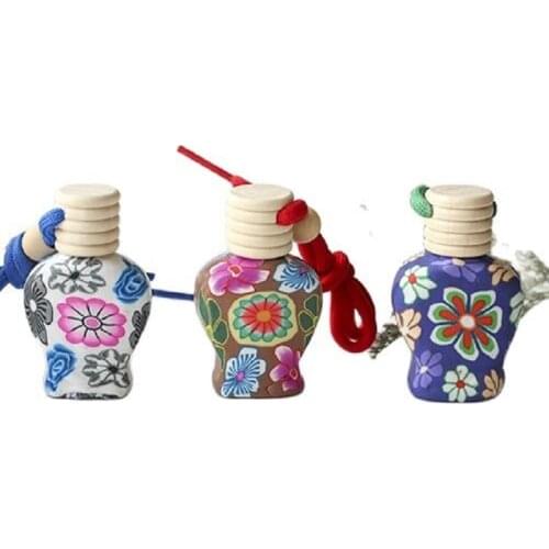 10ML 30pcs/lot Empty Polymer Clay Perfume Bottle, Car Pendant Creative Decoration, Small Glass Charming Personalized Gifts