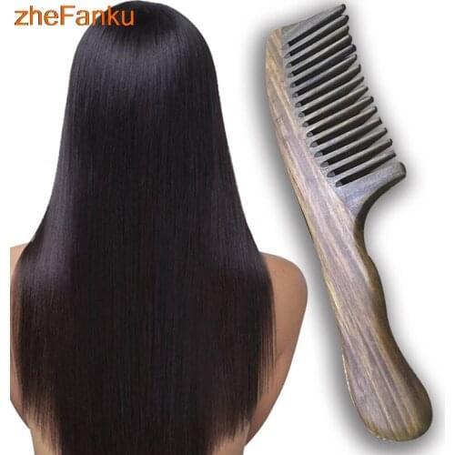 1Pc Wooden Sandalwood Wide Tooth Wood Comb Natural Head Massager Hair Combs Wooden Handle with Wide Toothed Comb