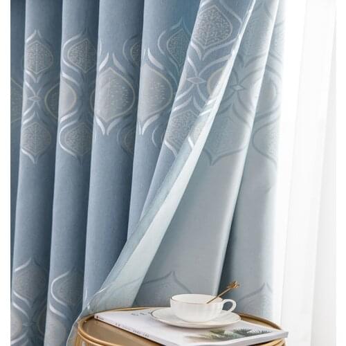 Luxury Leaf Jacquard Blackout Curtain for Bedroom Thicker Chenille Darkening Window Drapes M206C