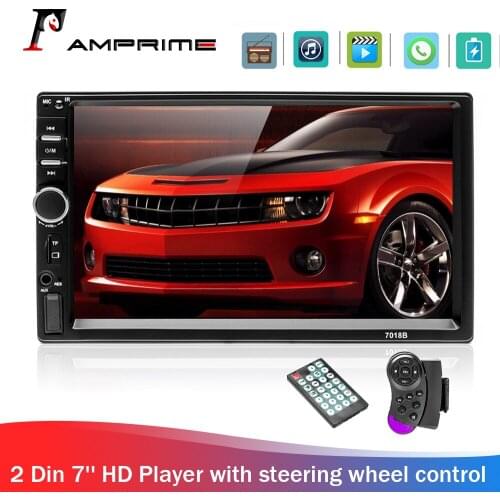 AMPrime 2 Din 7'' HD MP5 Touch Screen Digital Display Multimedia Build-in FM AUX USB SD Function With Steering Wheel Control