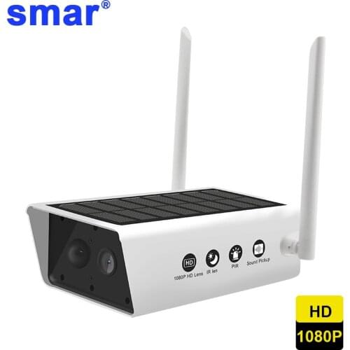 Smar 1080P HD Surveillance Cameras Waterproof Outdoor Security Solar Battery Charge Camera WIFI Cameras Audio PIR Motion