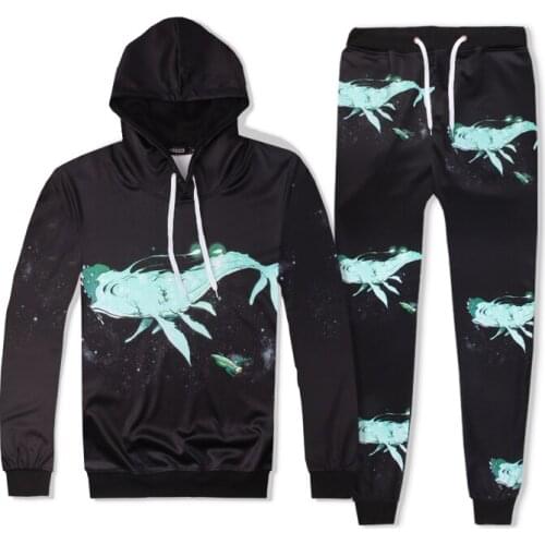 Szblaze Blue Whale Starry Sky Stars 3D Prin Hoodies Women/Men Long Sleeve Sweatshirts Pullover Hip Hop Casual Long Pant