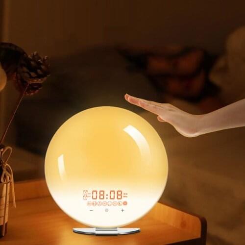 WiFi Smart Wake Up Light Workday Alarm Clock with 7 Colors Sunrise/Sunset Smart Life Nightlight Clock for Home Bedroom