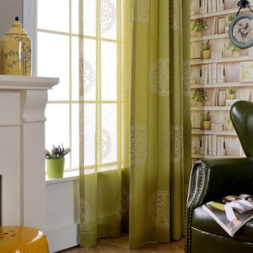 Compass - cotton and linen three-dimensional embroidery for living room for bedroom curtain gauze curtain