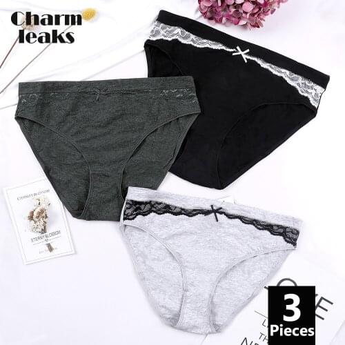 Charmleaks Womens Lace Panties Underwear Cotton Soft Stretch Hipster PantieCotton Crotch Cueca Calcinha Tanga Thong bow tie