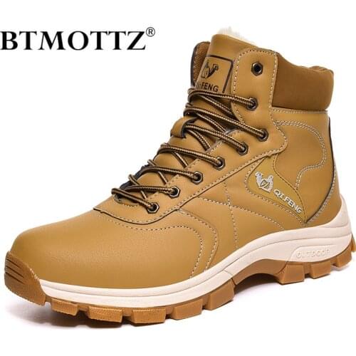 Winter Men Ankle boots Tactical Military Boots Plush Men Casual Sneakers Outdoor Trekking Boots Men Waterproof Safety Work Boots