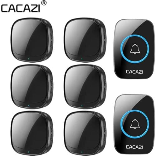 CACAZI USB ring doorbell Home Wireless Doorbell Waterproof Touch Button LED Light 300M Range Cordless Door Calling Bell 2021