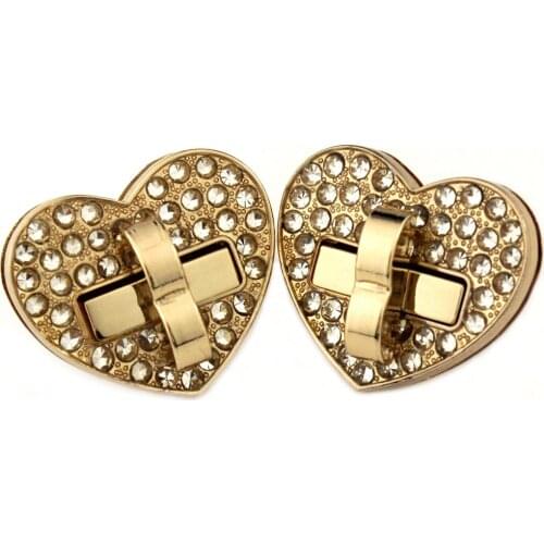 1pcs Heart Shape Rhinestone Turn Lock Metal Twist Lock Clasp for Bag Handbag Luggage Hardware DIY Leather Craft Accessories