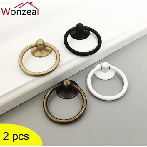 2Pc Antique Hardware Furniture Handles Decorate Drawer Cabinet Door Knobs Retro Decor Dresser Ring Pulls With Screws