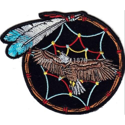 3.4" DREAMCATCHER EAGLE INDIAN FEATHERS SOUTHWEST Outlaw MC Embroidered Motorcycle Biker Vest Patch IRON ON Badge emblem Jacket