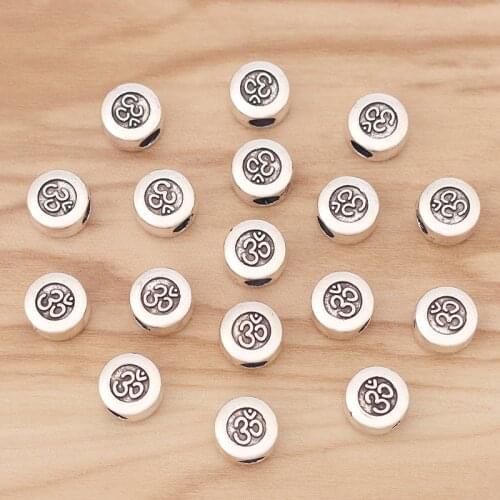 30 Pieces OM Yoga Symbol Spacer Beads for Bracelet Jewellery Making Findings 10x10mm