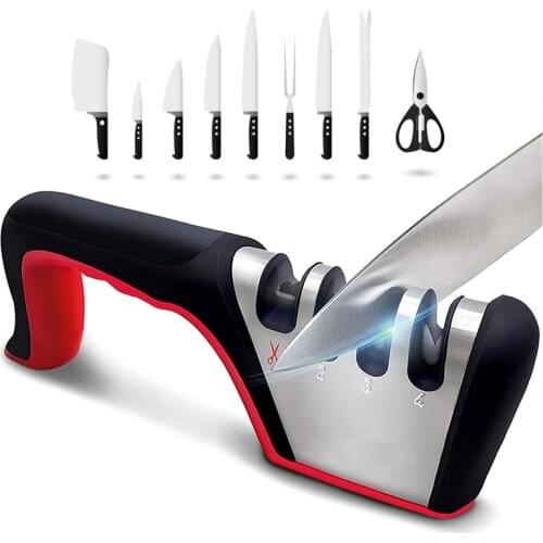 4 in 1 Knife Sharpener Professional Whetstone Tungsten Diamond Manual Sharpening Tools for Knife Scissors Kitchen Accessories
