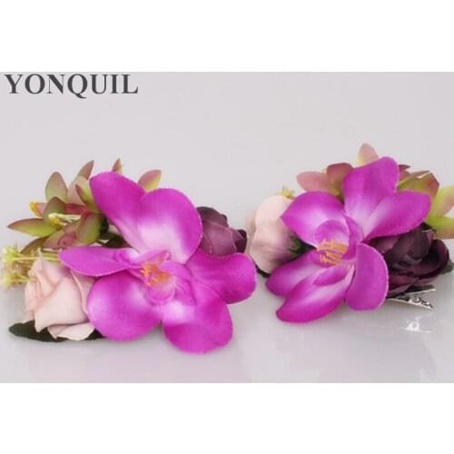 6PCS/LOT Women 12CM Fashion Silk Flowers Hair Clips Fascinator Hair Accessories Bohemian Style Flower Crown Hairband Ladies