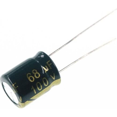 10pcs High frequency low resistance aluminum electrolytic capacitor 100V68UF 68uf100v volume: 10x13