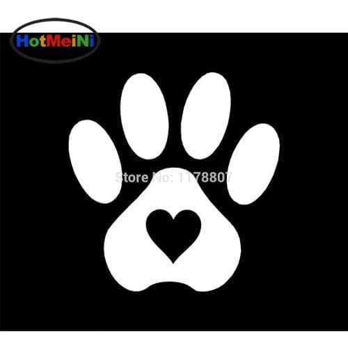 HotMeiNi 4*4" Pet Paw Print With Heart Dog Cat Vinyl Decal Car Rear Windshield SUV Door Art Wall Car Sticker 8 Colors