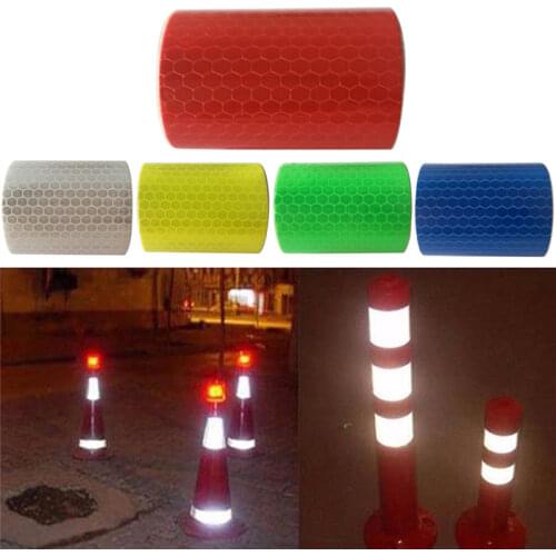 Security Caution Reflective Tape Warning Tape Sticker Self Adhesive Waterproof Pure Color Reflect Light Safety 5cm X 1M Stripes
