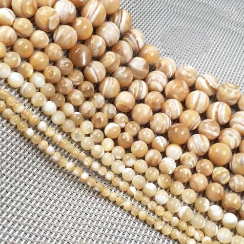 Natural Round Trochus niloticus Top Shell Stone Beige Beads For Jewelry Making DIY Bracelet Necklace 4 6 8 10 12 MM Strand 15