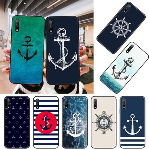 Phone Case For Huawei Honor 9X 9 9A 10 20 8X 8A 8S 7X 7A i 6A Pro Play Lite Black Cover Shell Silicone Coque Soft Anchor Boat
