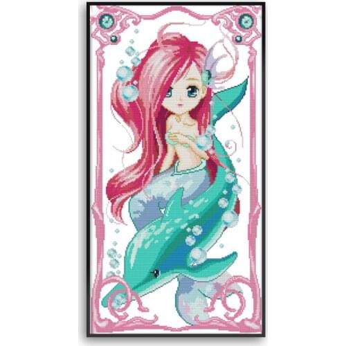 The Daughter of The Sea Cross Stitch Patterns 14CT 11CT Counted Printed Cross Stitch Kits Handmade Embroidery Needlework Crafts