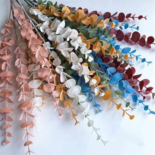 Artificial leaves eucalyptus green plant home living room wedding decoration silk flowers arrangement plant flower wall material