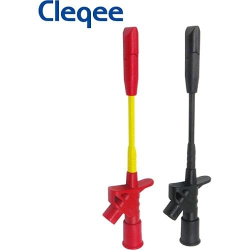 Cleqee P5005 2PCS 10A Professional Piercing Needle Test Hook Clips Test Probe with 4mm Socket for Multimeter Electrical Testing