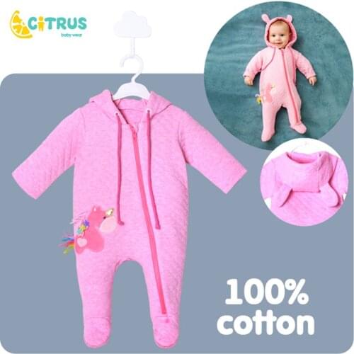CITRUS Baby Rompers Set Newborn Baby Jumpsuit Overall Long Sleevele Spring Cotton Zipper Girls Baby Casual Clothes
