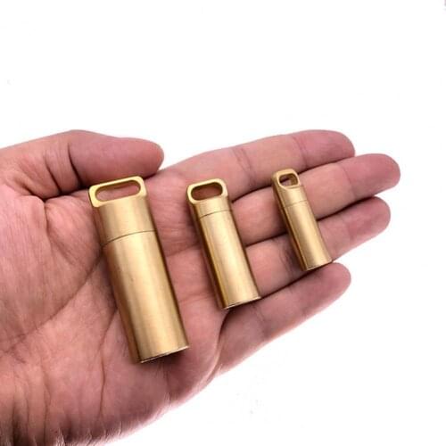 Brass Sealed Bottle Waterproof Capsule Pill Box Outdoor Camping Firstaid Pendant
