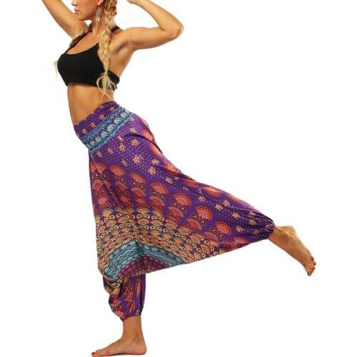 HOT Bohemia Pants Plus Size Women Fashion Casual 10 Colors Digital Print Loose Elastic Bloomers Sport Yoga Long Pants